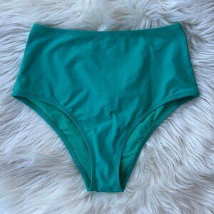 Aerie High Waist High Leg Bikini Bottom Swimwear Teal Green Small NWOT